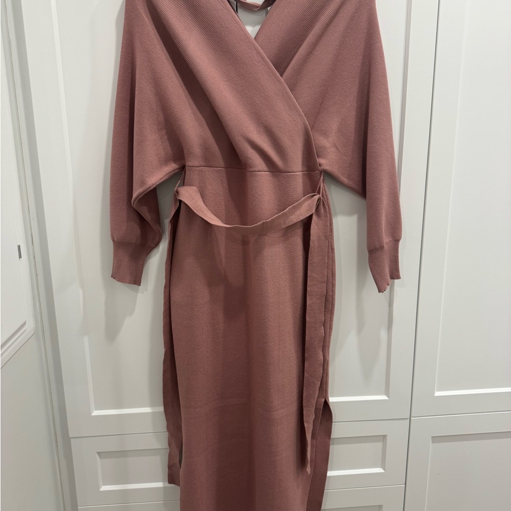 Fashion Nova Dusty Pink Knit Dress